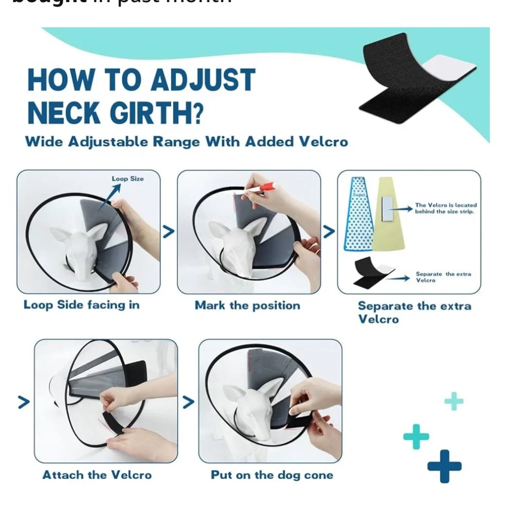 Supet Dog Cone Adj After Surgery, Comfortable Pet Recovery Collar M